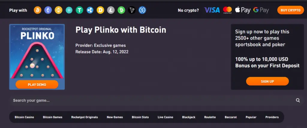 Mainkan Crypto Plinko