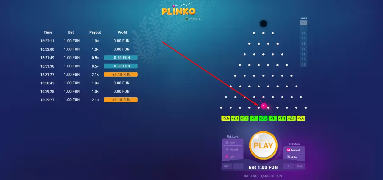 Ball lands in prize slot